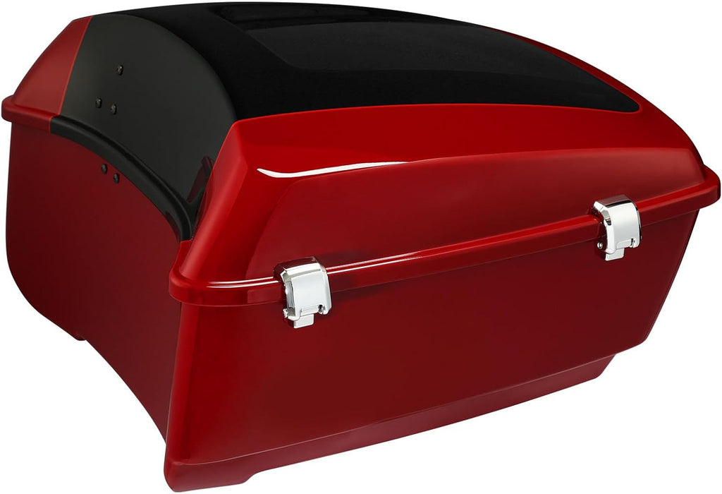 TCMT King Motorcycle Trunk Fit for Harley Touring 2014-2025 CVO Road King Road Glide Street Glide Electra Glide Ultra Limited Pack Billiard Red/Vivid Black