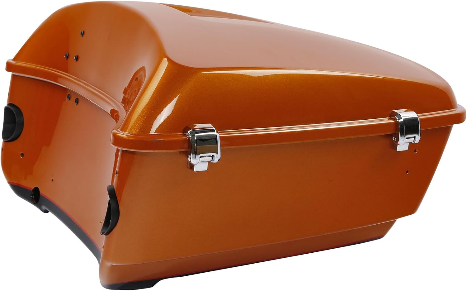 TCMT 13.7' King Motorcycle Trunk Box W/Latch Key Fit For Harley 2014-2025 Touring CVO Road King Road Glide Street Glide Electra Glide Ultra Limited Amber Whiskey/Vivid Black