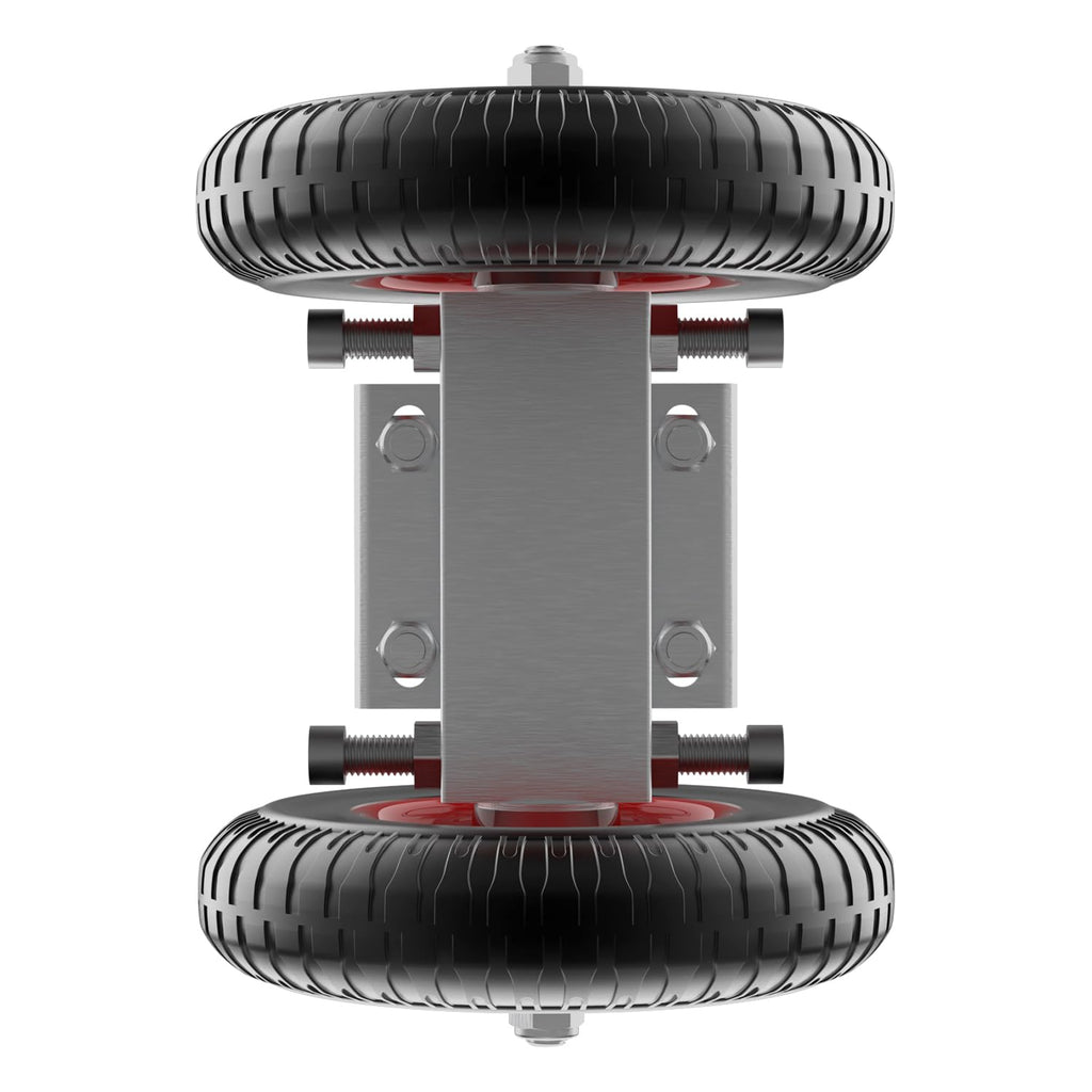 Blütezeit Rolling Gate 8'' Heavy-Duty Rubber Wheel Carrier 2pcs, Double-U Bolts Gate Rollers for Driveway Chain Link Fence Metal Tube Gates, Pack of 2