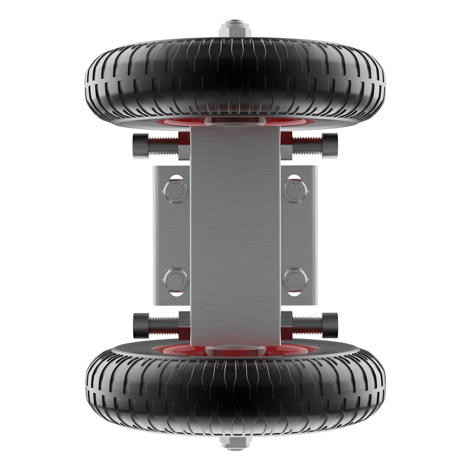 Blütezeit Rolling Gate 8'' Heavy-Duty Rubber Wheel Carrier 2pcs, Double-U Bolts Gate Rollers for Driveway Chain Link Fence Metal Tube Gates, Pack of 2