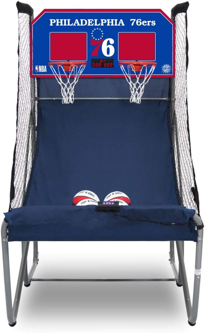 Pop-A-Shot - Home Dual Shot Arcade Basketball Game with NBA Graphics l Sensor Scoring l 16 Game Modes l 7 Balls l Foldable Storage l for All NBA Fans