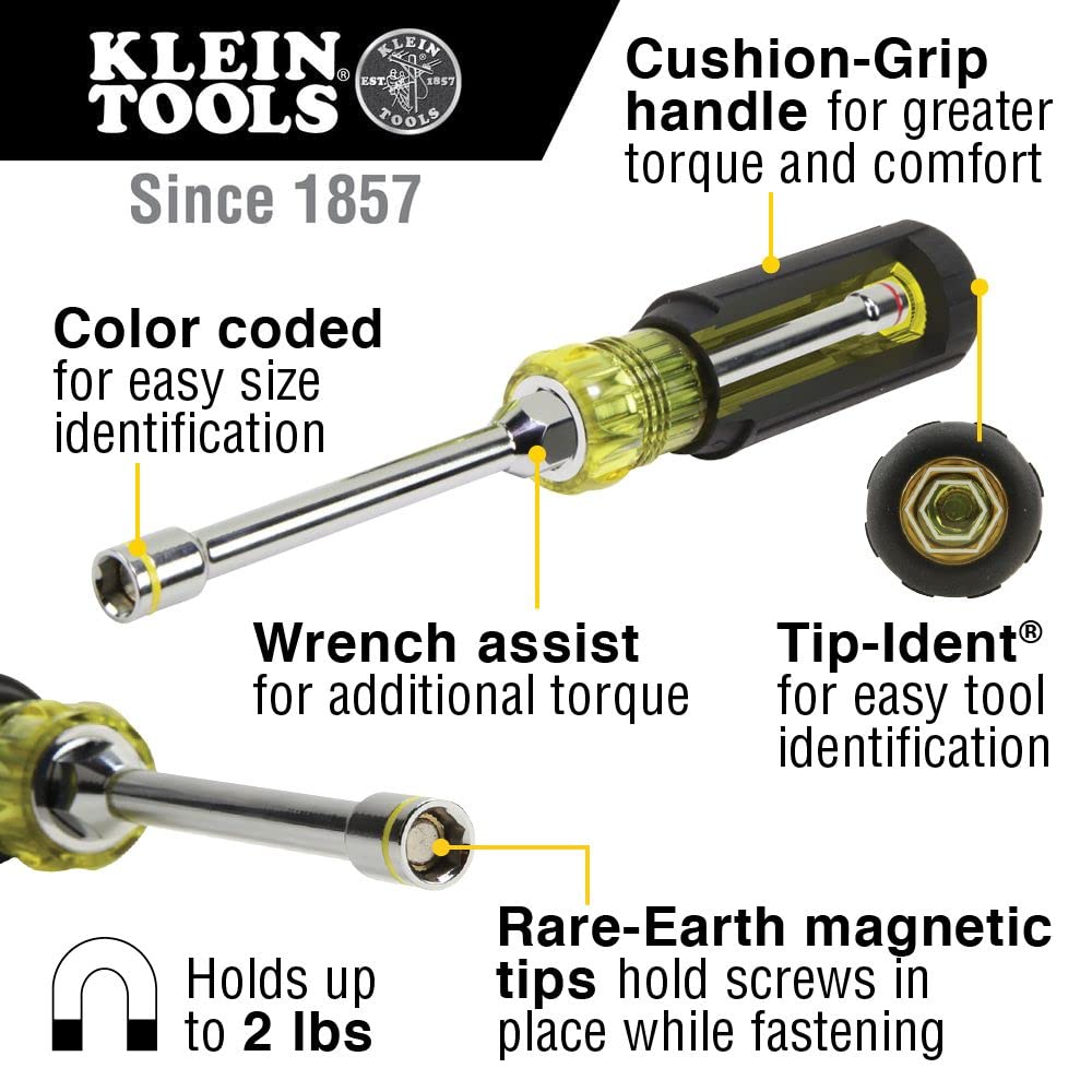 Klein Tools CL445 HVAC Clamp Meter and Klein Tools 65064 Hex Head 2-in-1 Nut Driver