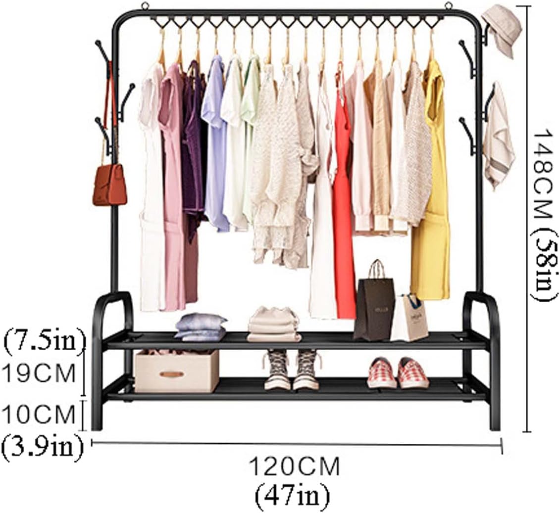 Drying Rack Clothing Foldable Small, Black | Hanger Rack with Shelves, Heavy Duty, Windproof Hooks, Indoor Outdoor