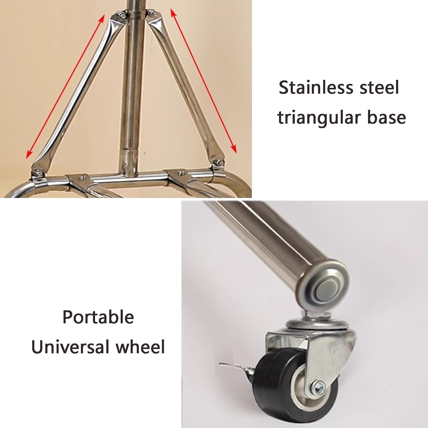 Heavy Duty Coat Rack, Garment Rack 304 Stainless Steel Clothes Rail on Wheels, Extendable Hanging Rail Clothing Rack, Adjustable Height, 90 kg Load Capacity, Easy Assembly