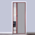 Accordion Door Non-Woven Folding Door with Red Wood Grain Metal Frame, Interior Retractable Gate Foldable Sliding Doors, Room Divider/Closet Multifold Door(22x39in(56x99cm))