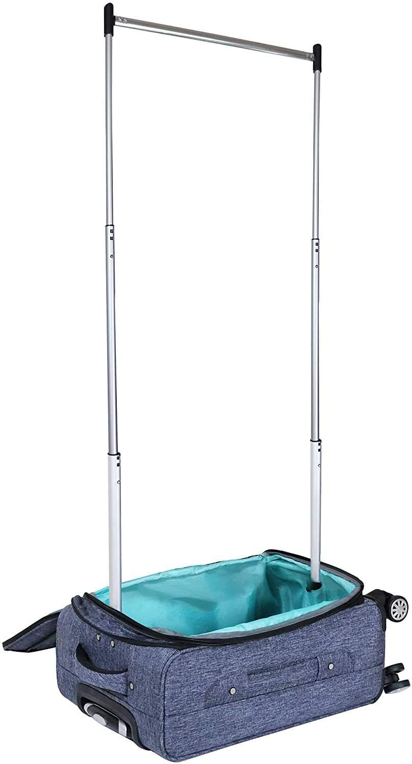 Mavii Dance Bag with Garment Rack, 22 Inch Carry-on Upright Luggage with Spinner Wheels, Ideal for Competitions & Travel, Easy-assembly Lightweight Aluminum Rack, Heathered Gray