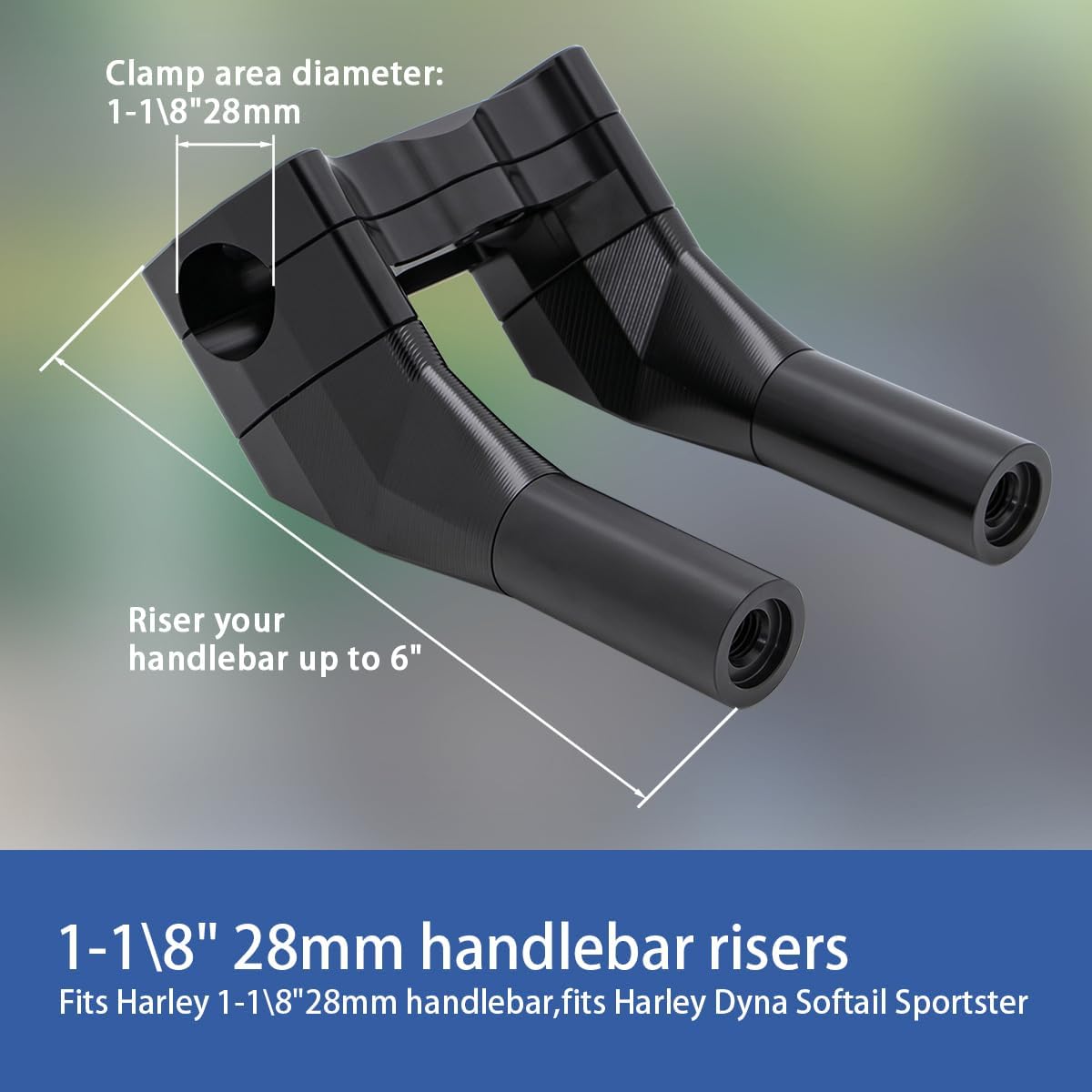 Motorcycle Pullback 6''Tall Handlebar Risers Extension Kit 1-1/8' 28mm Bar Clamp Dia Compatible with Harley Dyna Street bob Softail Sportster 883 1200