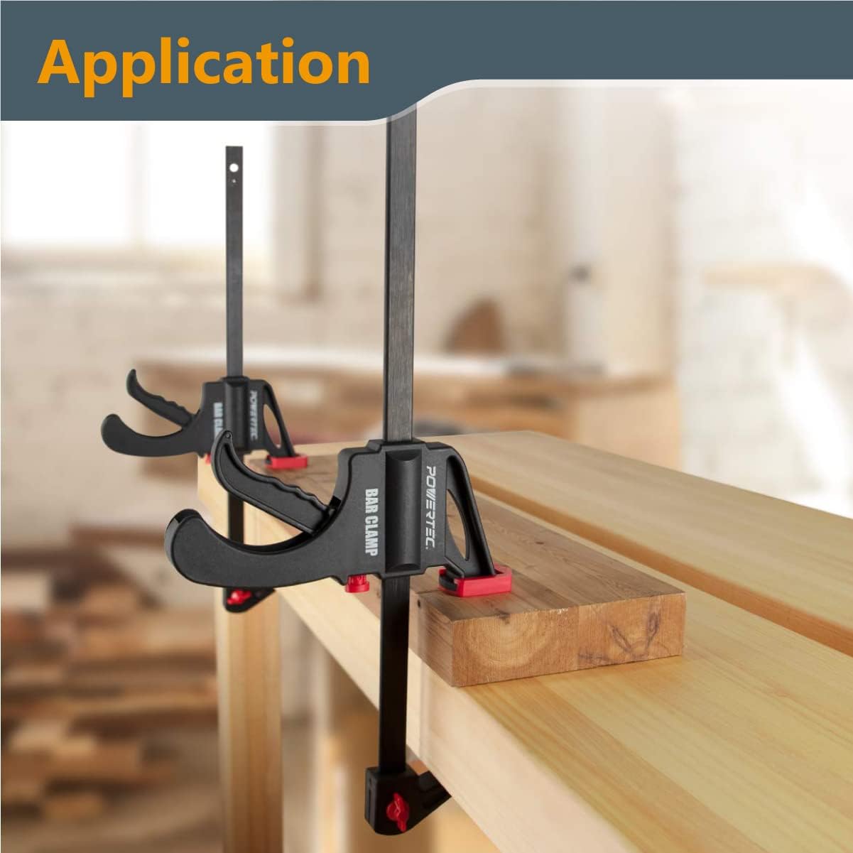 POWERTEC 36' Bar Clamps/Spreaders 12 Pack, Trigger & Ratchet Quick Grip Clamps for Woodworking, Gluing & DIY Projects