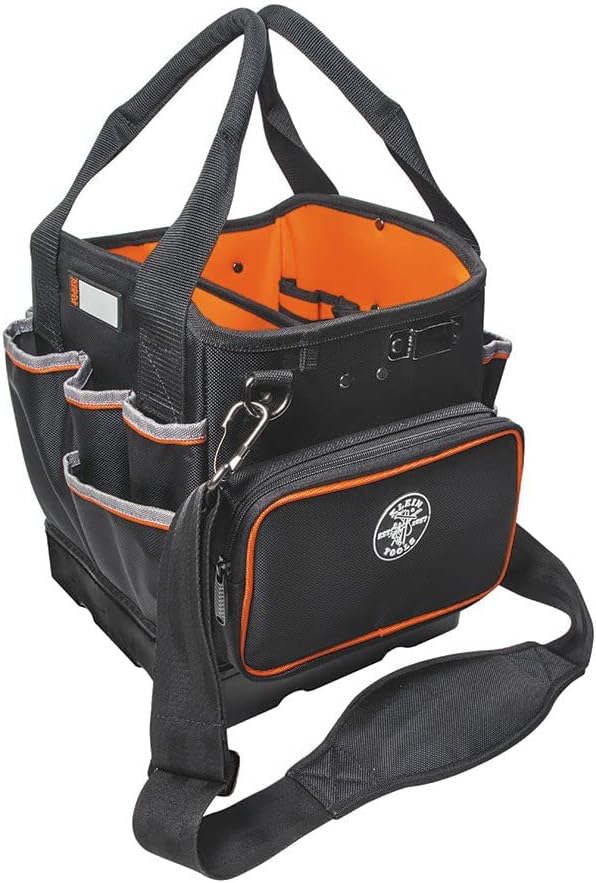 Klein Tools 5541610-14 Tool Bag with Shoulder Strap Has 40 Pockets for Tool Storage and Orange Interior & 32500HD Multi-Bit Screwdriver/Nut Driver, Impact Rated 11-in-1 Tool with Phillips