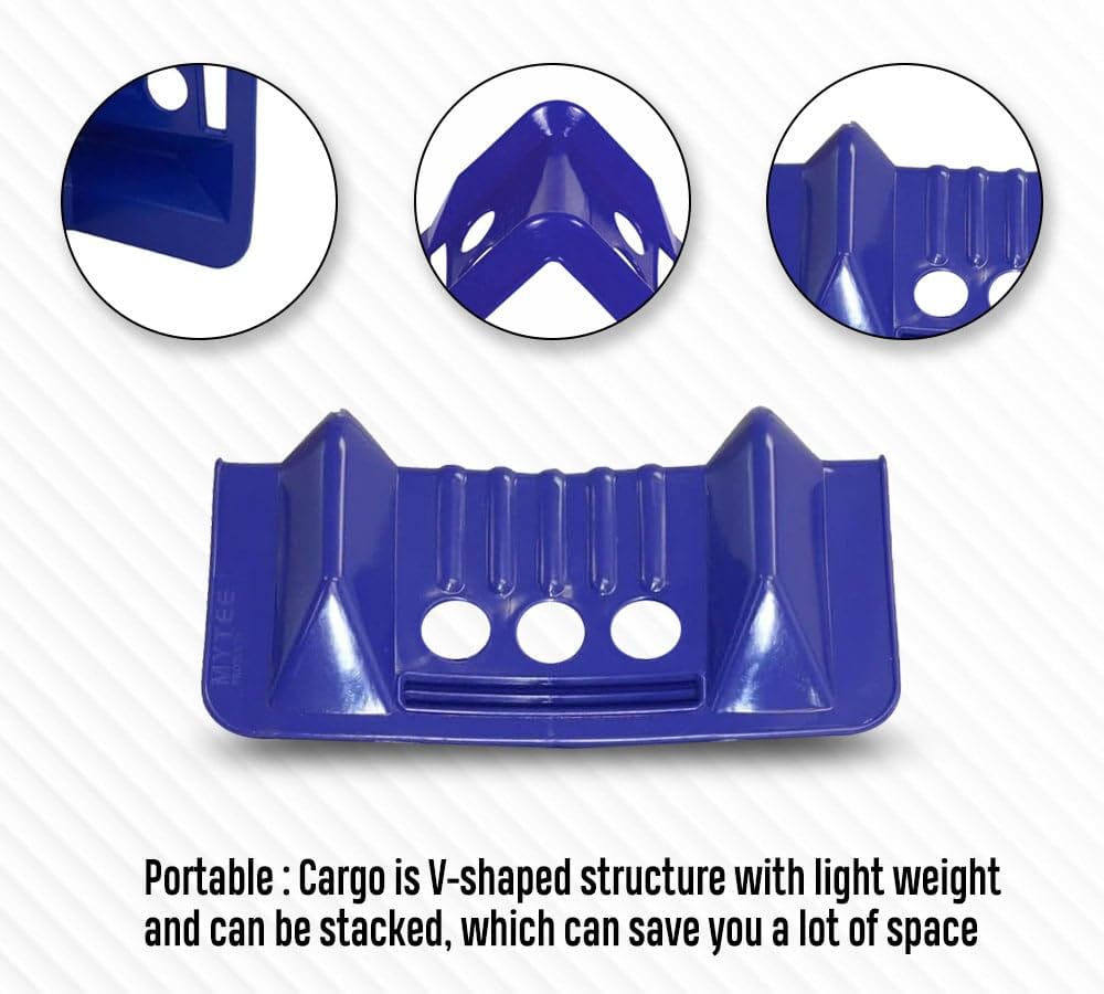 Mytee Products (80 Pack) 4' x 4' x 10' Blue Corner Protector V Shaped Flatbed Edge Guards with Carrying Case - Cargo Load Corner Edge Protector and Tie-Down Strap Guard for Flatbed
