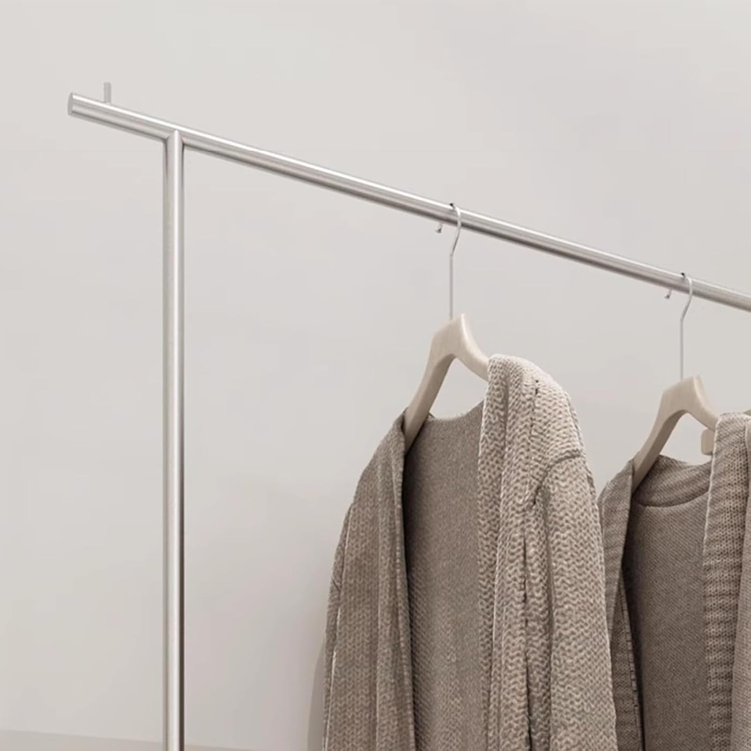 Garment Rack Heavy Duty Clothing Rack For Hanging Clothes, Load 300 LBS, Modern Commercial Clothes Rail For Boutique Retail, Stainless Steel Single Rod Coat Rack For Bedroom, Silve(Size:120X40X160CM)