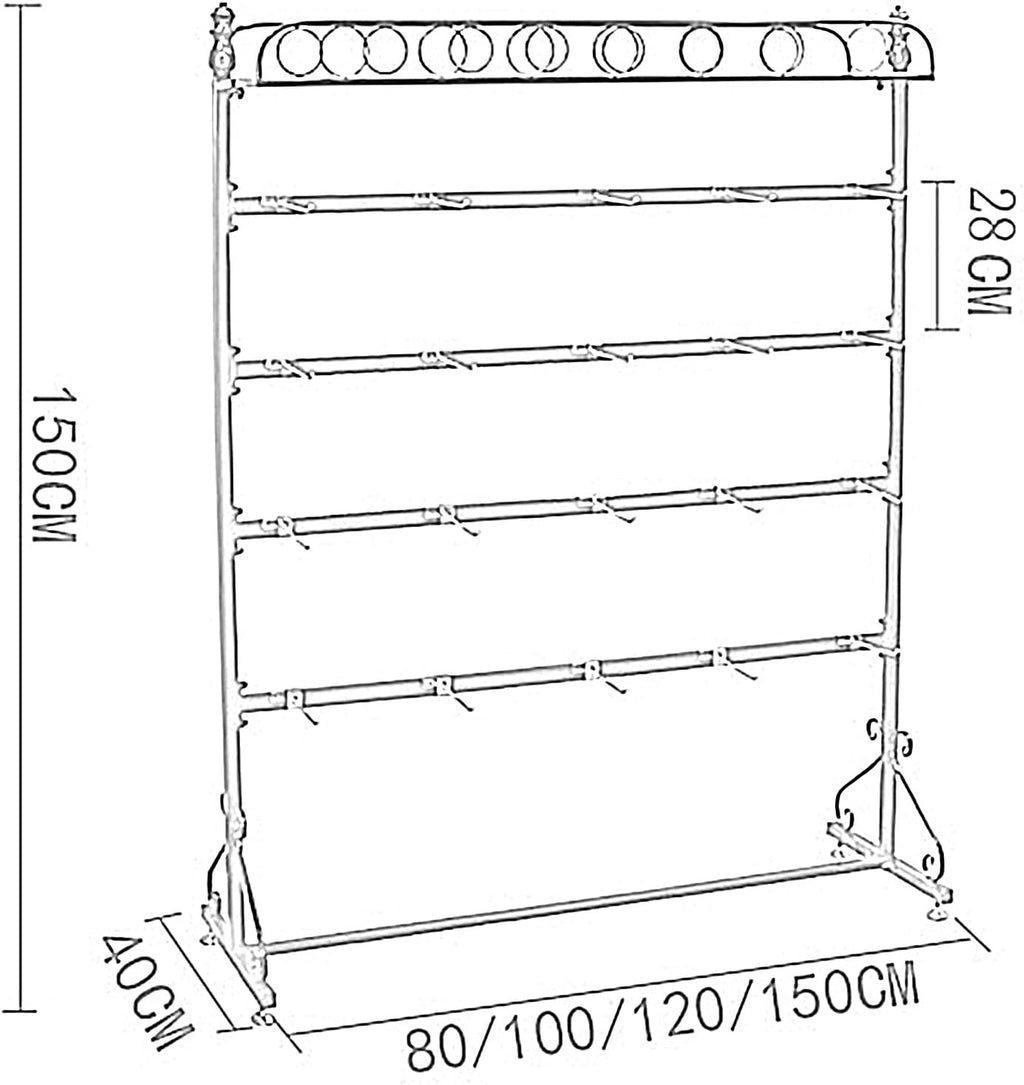 Retail Display Racks, Underwear Rack, Clothing Store Garment Rack Sock Rack, Versatile Bra Slippers Panties Swimsuit Shorts Accessories Storage Hange(Black-1500x40x150CM