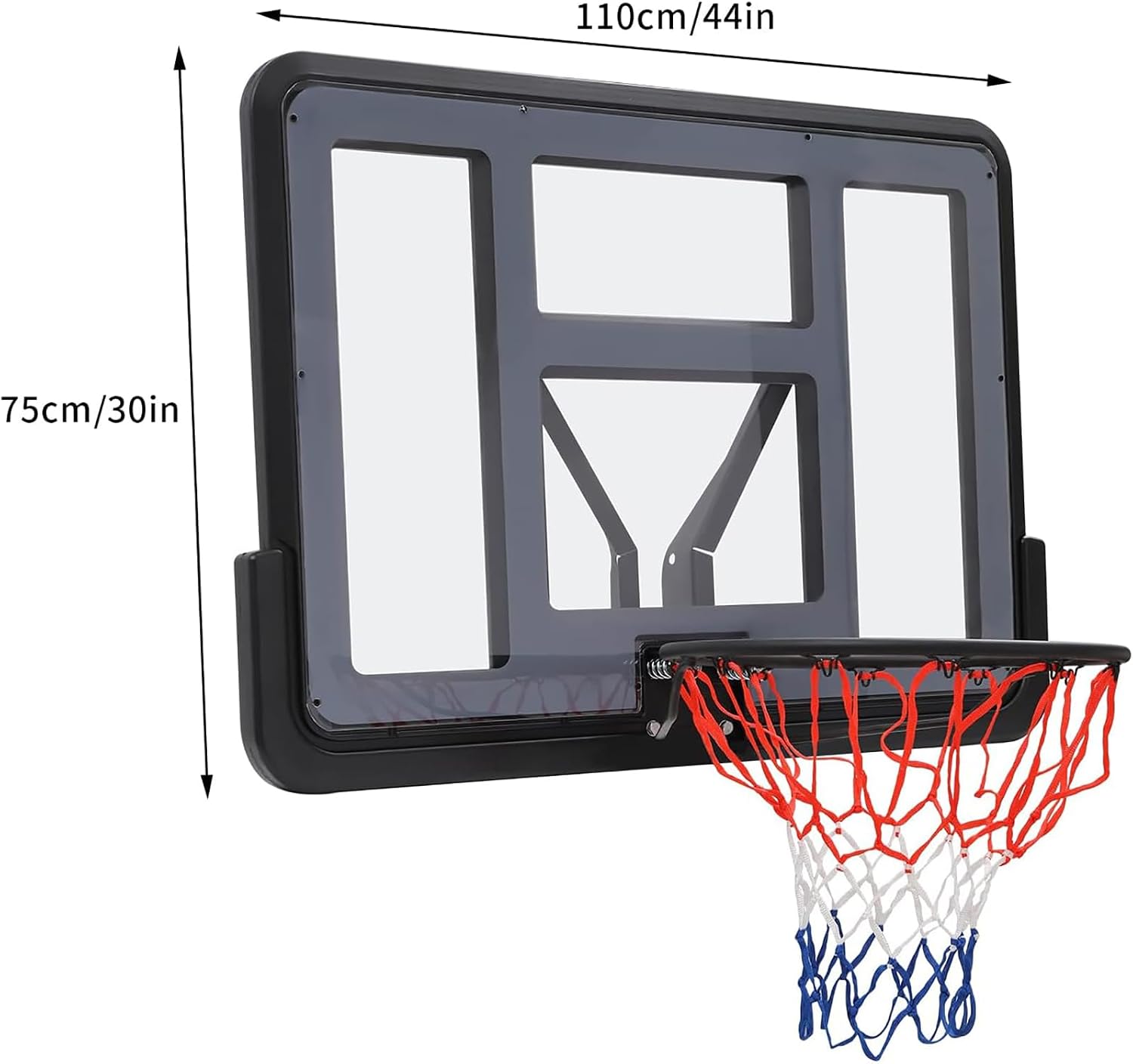 TsoLay Wall Mounted Basketball Hoop, 44 * 30in Large Indoor Mini Basketball Hoop Set, Basketball Backboard & Rim Combo with Net and Spring Damping Design, for Bedroom Basketball Hoop Office