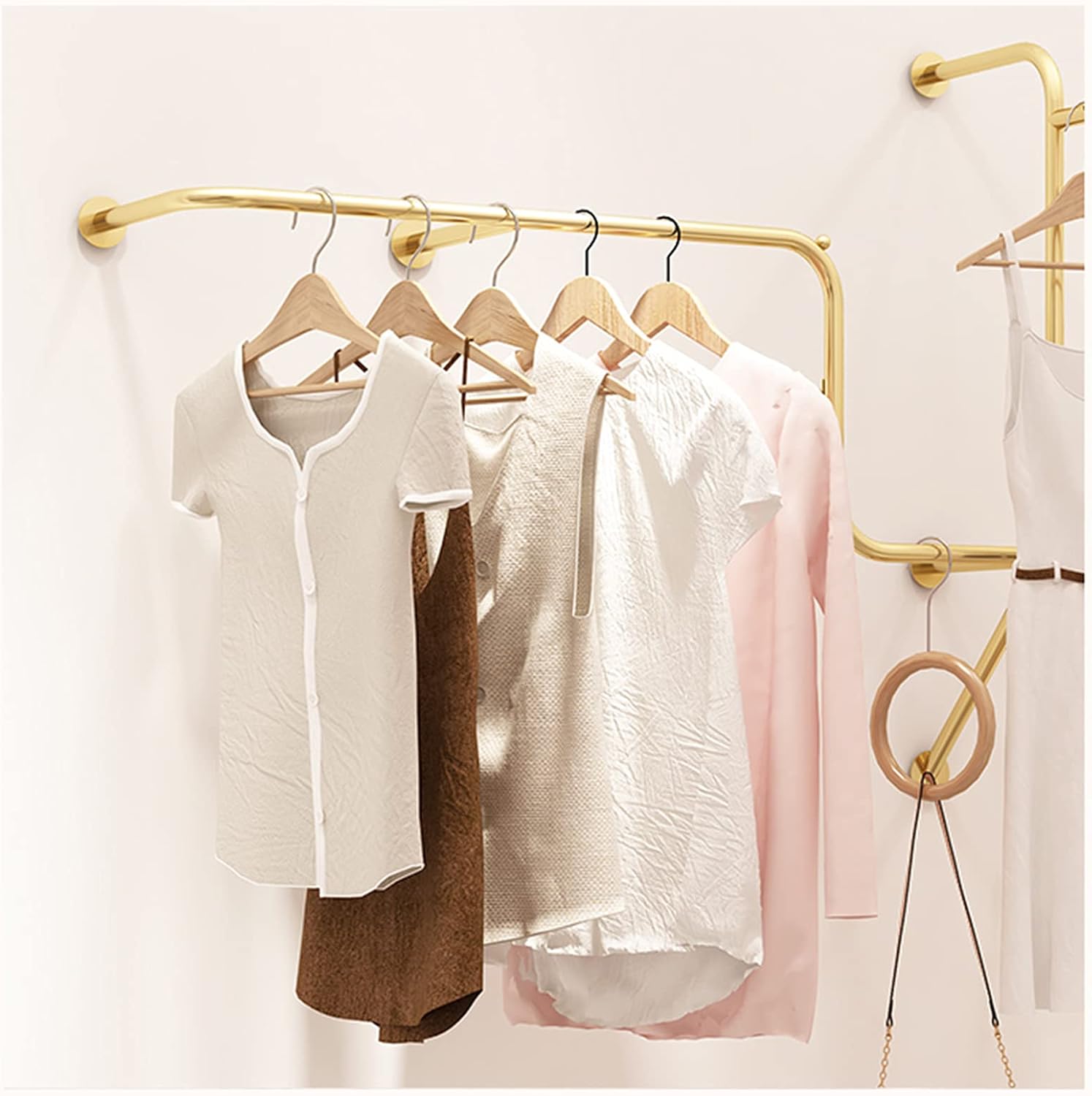 Wall Mounted Garment Rack Clothing Store Metal Display Stands,Detachable Garment Bar Heavy Duty Iron Clothes Hanging Rod,Rail Organizer,a Retail Store for M(300cm