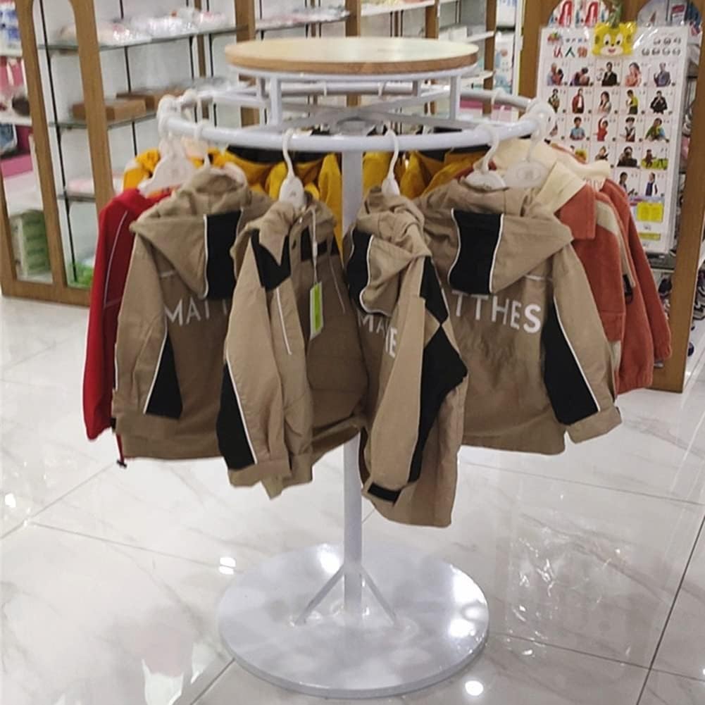 360° Rotating Clothing Rack, Floor Standing Garment Display Stand for Retail & Laundry, Heavy-Duty Commercial Use (Black, 80x120cm) - Versatile Storage Solution