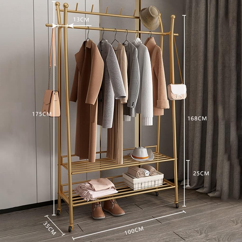 Freestanding Double Rod Garment Rack, for Hanging Clothes, Heavy Duty Clothes Rails with Bottom Shelf,100 * 35 * 175cm