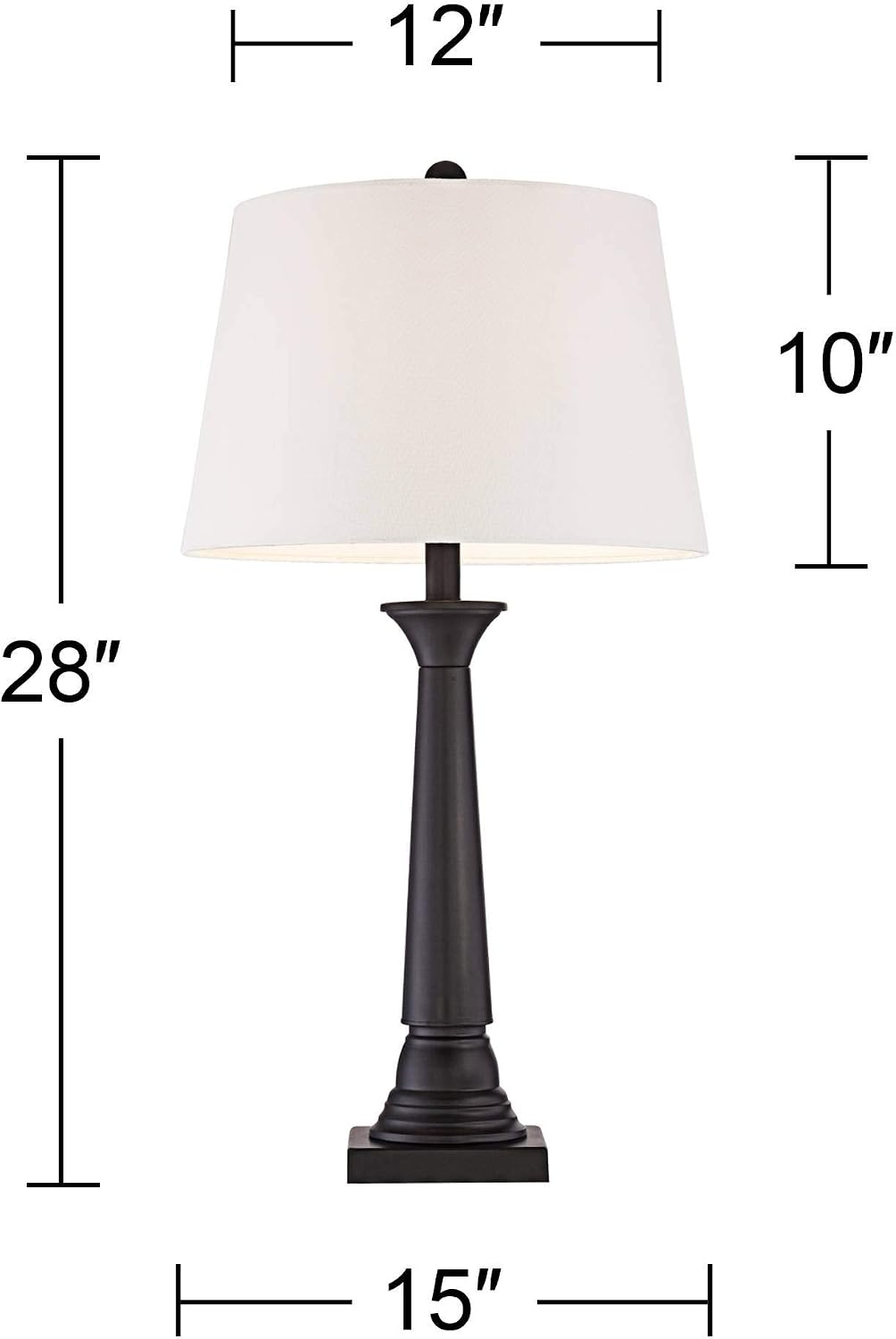 360 Lighting Dolbey Rustic Farmhouse Table Lamps 28' Tall Set of 2 Deep Bronze Tapered Column Off White Drum Shade Decor for Living Room Bedroom House Bedside Nightstand Home Office Entryway