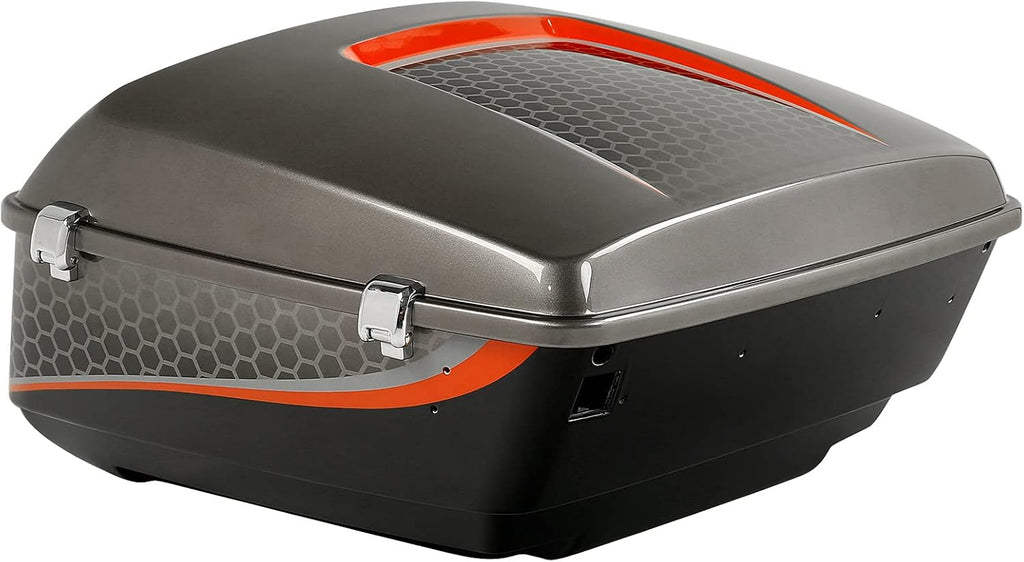 Black Honeycomb Fade CUSTOM CHROME 13.7' King Trunk W/Latch Key Fit For Harley Trunk Touring CVO Road King Road Glide Street Glide Electra Glide Ultra Limited 2014-2025