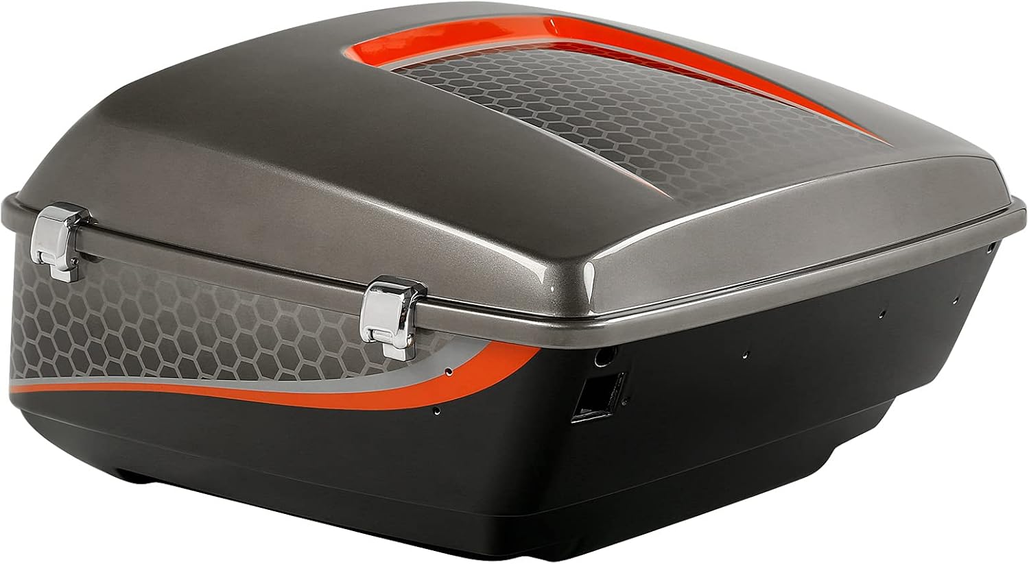 Black Honeycomb Fade CUSTOM CHROME 13.7' King Trunk W/Latch Key Fit For Harley Trunk Touring CVO Road King Road Glide Street Glide Electra Glide Ultra Limited 2014-2025