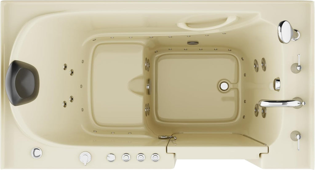 ANZZI Tubs Series Right Drain Quick Fill Walk-In Whirlpool and Air Tub with Powered Fast Drain in Biscuit Finish 32 in. x 60 in. | AMZ3260RBD
