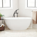 Signature Hardware 952997-59 Patera 59' Solid Surface Soaking Freestanding Tub with Integrated Drain and Overflow - Glossy White