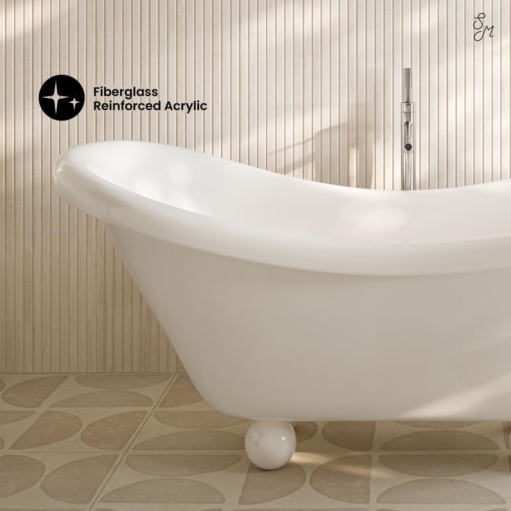 Swiss Madison Plaisir II 67' Freestanding Bathtub with Round Feet in Glossy White
