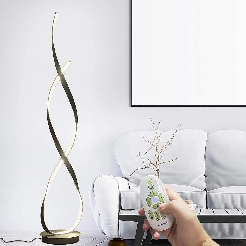 40W 4000LM 54.3 inches Black Floor Lamp for Living Room Bedroom with 3 Color Temperature Remote Control (Black)
