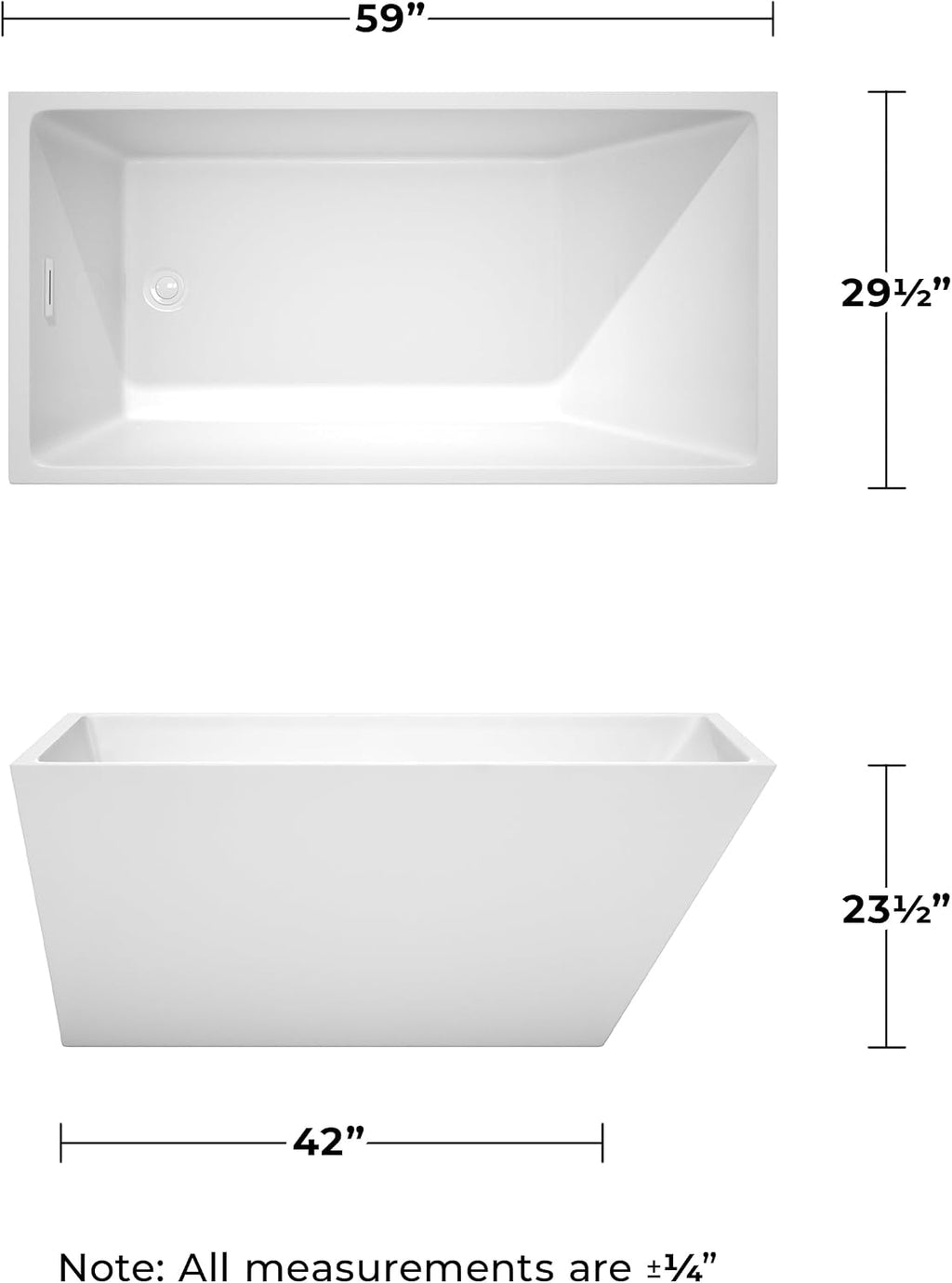 Hannah 59 Inch Freestanding Bathtub in White with Shiny White Drain and Overflow Trim
