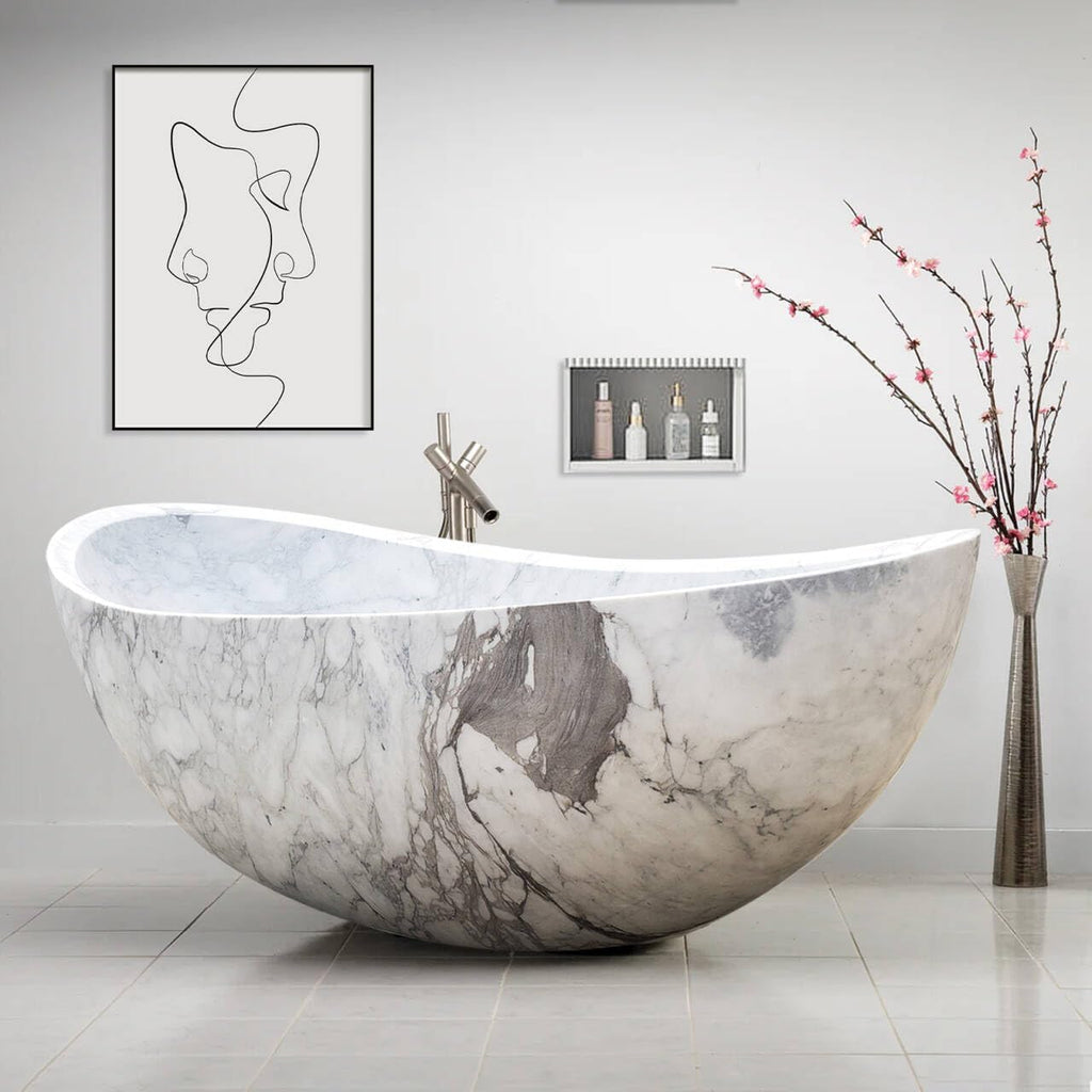 CHETTO C Freestanding Bathtub Minimalist Style Customization Bath Tubs for Adult Gray with White 60'Lx29.53'Wx21.65'H