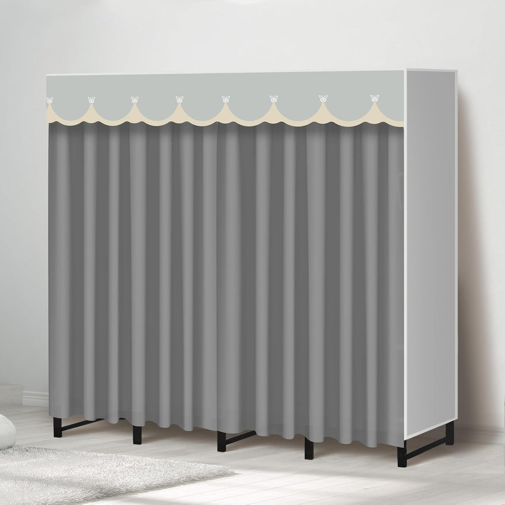 Portable Closet Rack Heavy-Duty Foldable Garment Racks with Cover 1200lbs Enclosed Wardrobe Closet with Independent Area for Hanging Clothes Storaging of Bedding (59in*20in*67in)