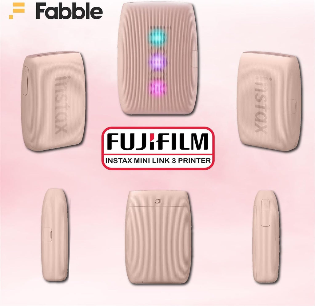 Fujifilm Instax Mini Link 3 Smartphone Printer with Instax Mini Films and Free Bonus Microfiber Cleaning Cloth... (Rose Pink, 4 x Twin Pack (80 Sheets))