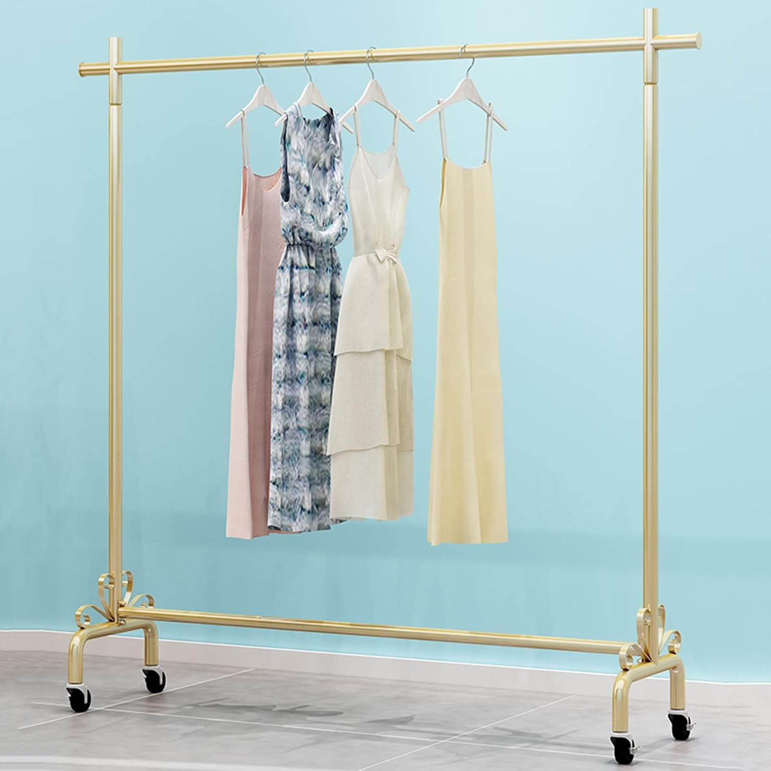 Clothing rack Modern Stylish Clothing Rack With Wheels Heavy Duty Metal Garment Rack Retail Clothing Displa Rack Sturdy And Durable Clothes Organizer Shelves,One Color 100x40x155cm