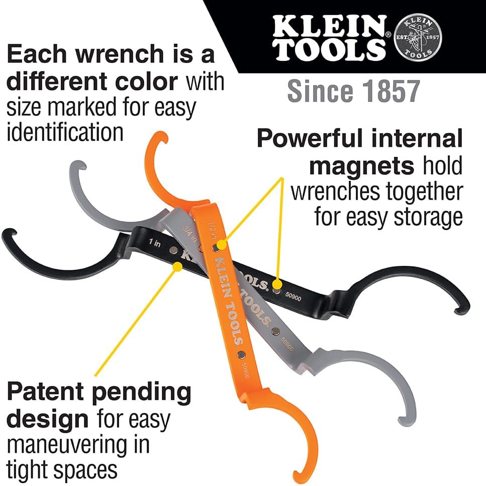 Klein Tools 57032 Torque Screwdriver Set, 6-Piece and 50900R Conduit Lockout Wrench Set, Tighten and Loosen Locknuts, 3-Piece