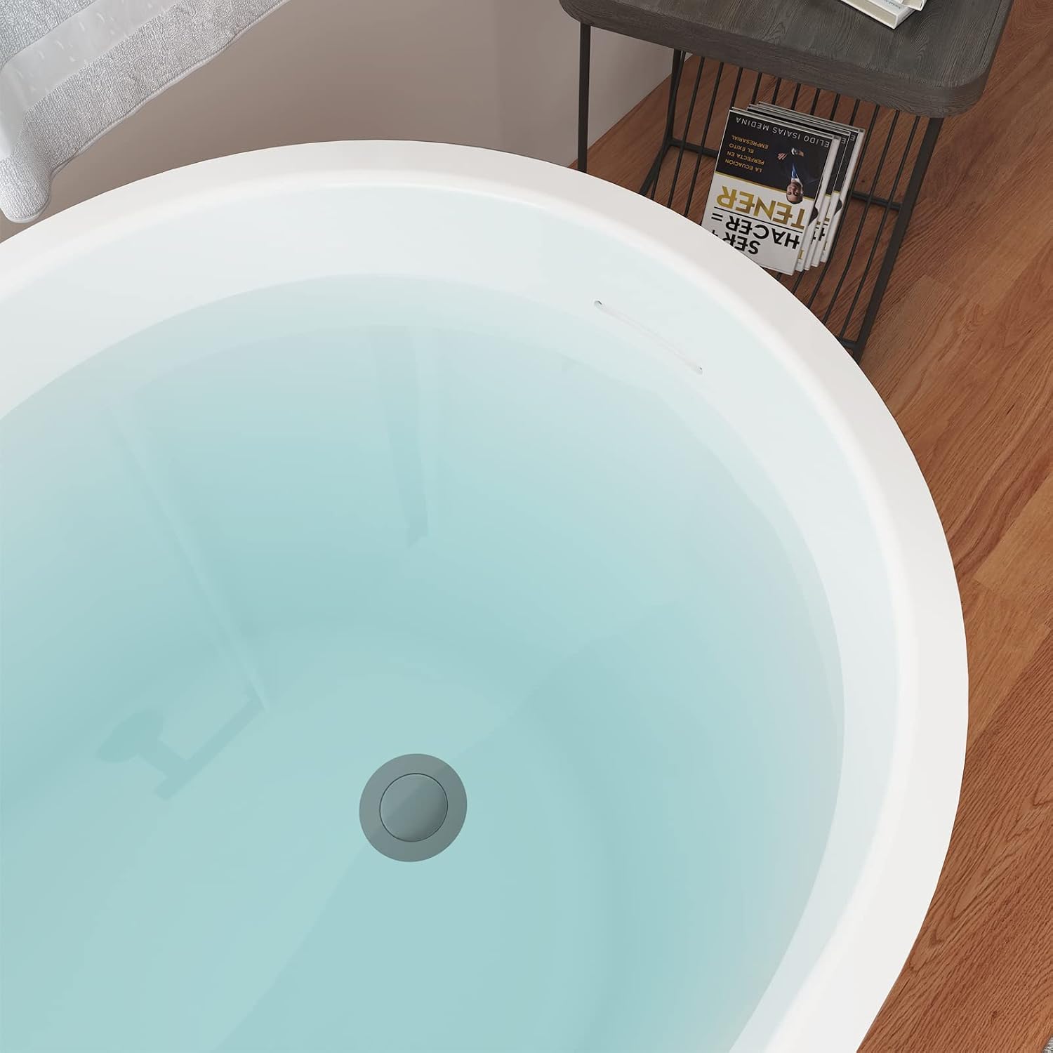 59' Acrylic Freestanding Bathtub, Elegant Skirted Free Standing Tub, Soaking Tub with Integrated Slotted Overflow, Toe-Tap Chrome Drain, cUPC Certified, Glossy White