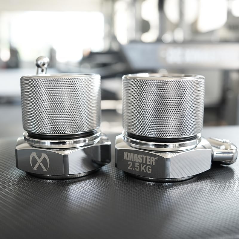 xmaster Competition Barbell Collars, Ball-Lever Lock, Solid Steel 5kg Pair for 2' Olympic Bar | Competition Calibrated Ball-Lever Lock Solid Billet Steel Hard Chrome Finish 5kg/Pair (2.5kg Each) For 2' Olympic Bars