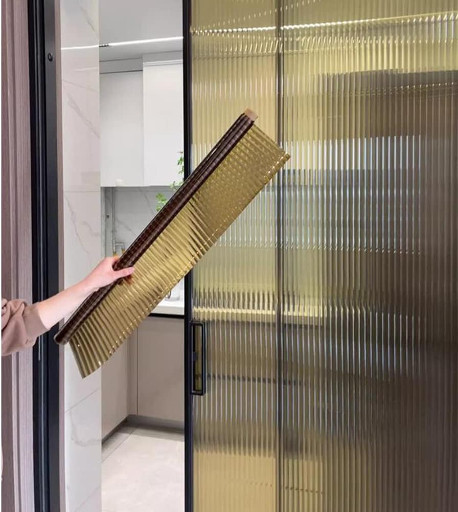 Sunice Amber Color Reeded Window Film Self-Adhesive Privacy Decals Film Brown Frosted Film for Home Bathroom Office (60'x787')