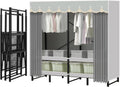 Heavy Duty Foldable Closet with Cover, Portable Closets for Hanging Clothes Freestanding Wardrobe Clothes Organizer Covered Garment Rack for Bedroom Dorm Apartment - No Assembly, Space-Saving (59in)