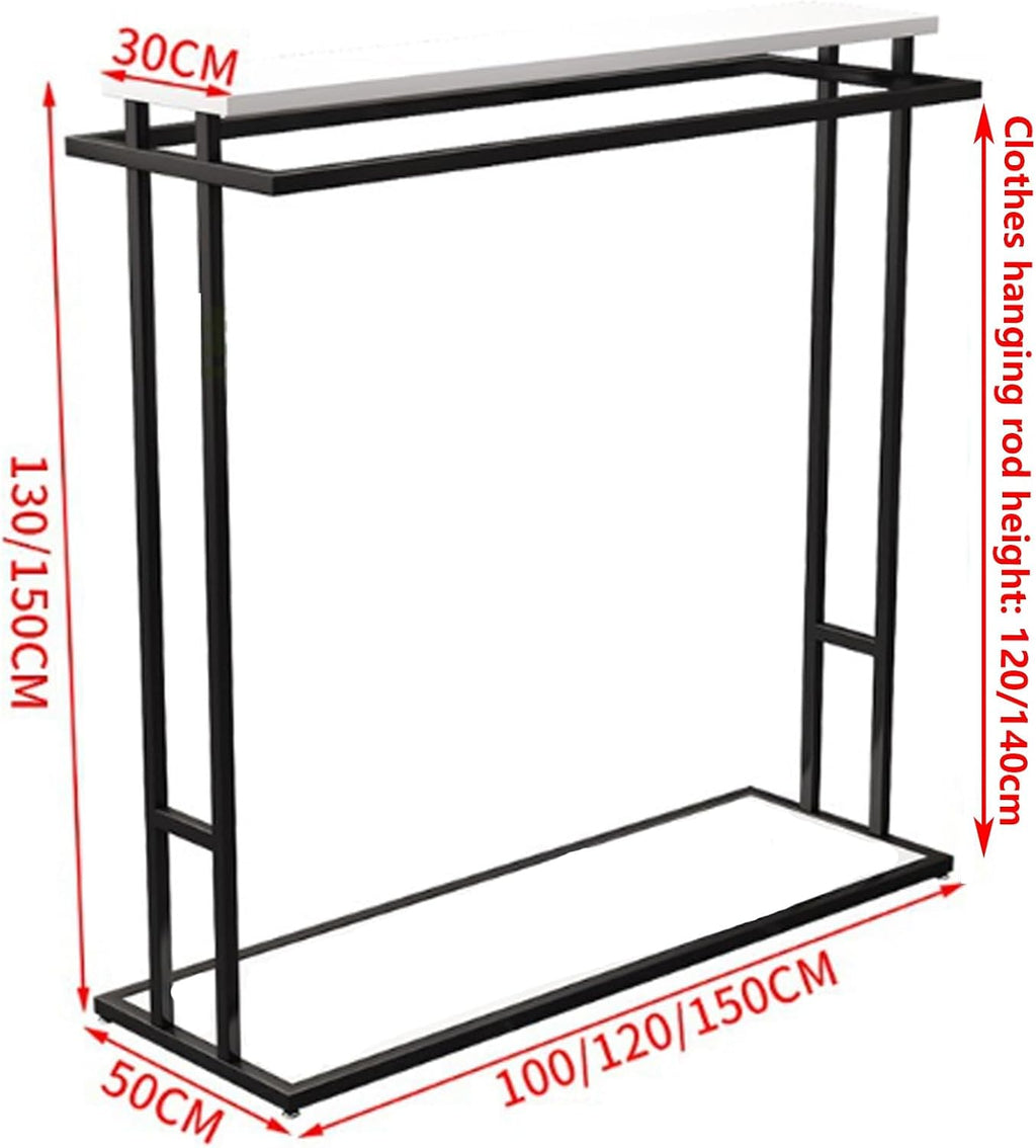 Modern Double Rod Clothing Garment Rack Heavy Duty Hanging Clothes Shelf Organizer for Bedroom and Clothing Store Fashion Display,Black 120 * 50 * 150cm