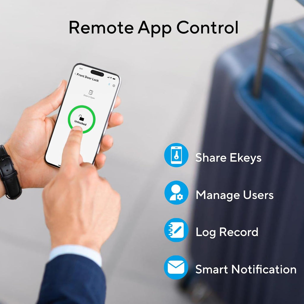 ULTRALOQ Latch 5 World's First Built-in WiFi Smart Lock with NFC, 5-in-1 Keyless Entry with App Control, Smart Door Handle Lock with Touch Digital Keypad, Satin Nickel