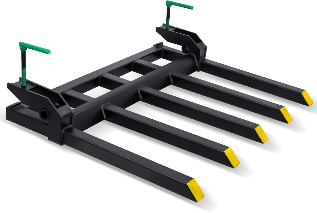 Debris Forks to 48' Bucket, Heavy Duty Clamp-On Pallet Fork 2500 lbs Capacity Load, Tractor Forks Attachment Fit for Loader Bucket Skidsteer Tractor