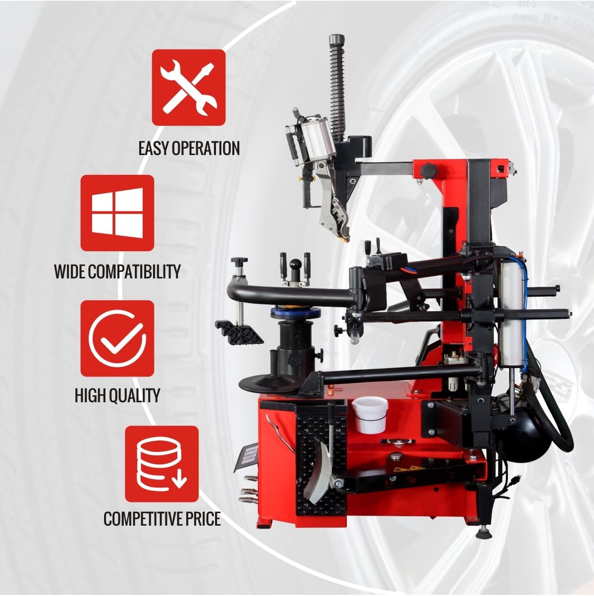 XK-806S Tire Changer Machine Tilt Back Column Automatic Working Head Manual Locking Clamp 2.0 Horsepower 10-28 Inches with 12 Month Parts Replacement