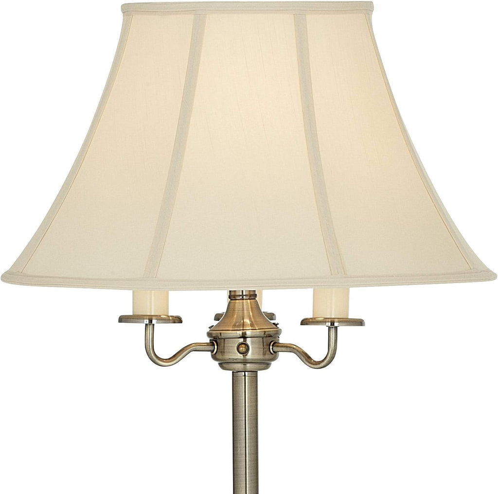 Regency Hill Montebello Traditional Shabby Chic Floor Lamp Standing Pole 59' Tall Antique Brass Gold Metal Off White Bell Shade Candelabra Decor for Living Room Reading House Bedroom Home