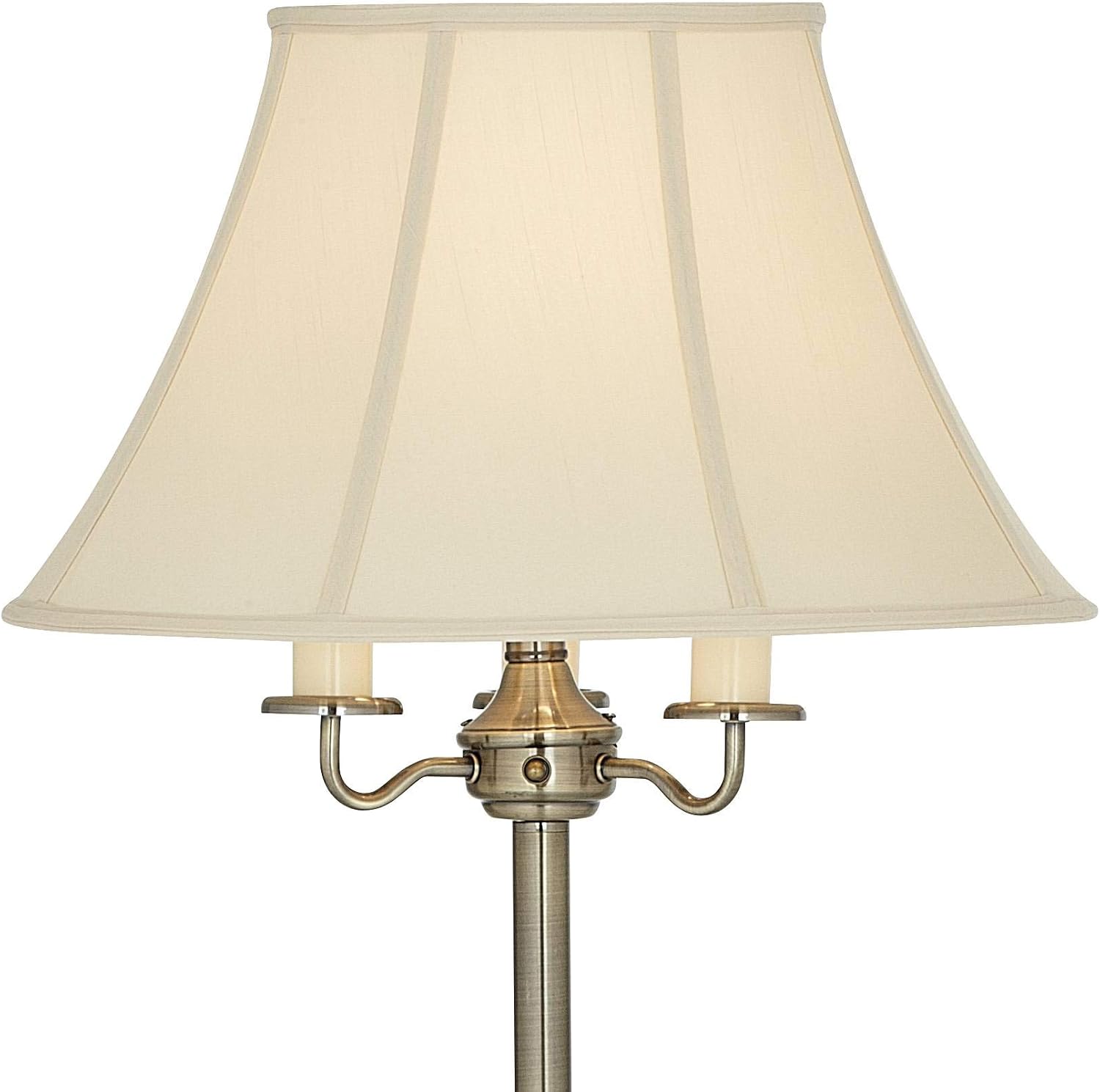 Regency Hill Montebello Traditional Shabby Chic Floor Lamp Standing Pole 59' Tall Antique Brass Gold Metal Off White Bell Shade Candelabra Decor for Living Room Reading House Bedroom Home