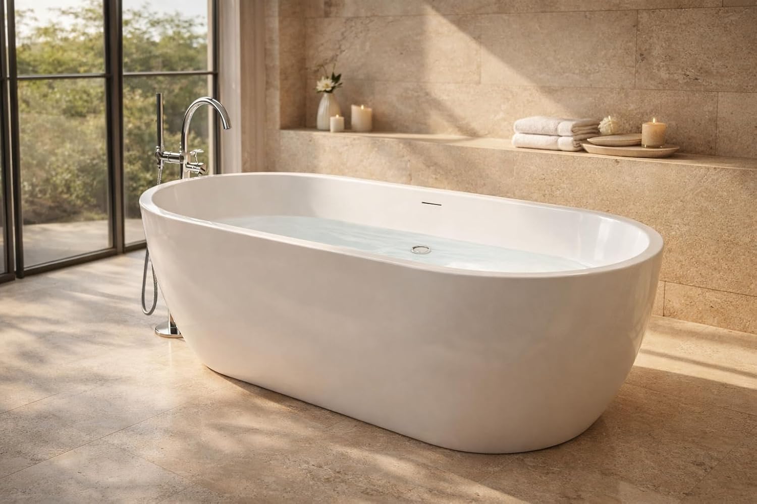 Mone 67 in. Acrylic Glossy Flatbottom Bathtub in White