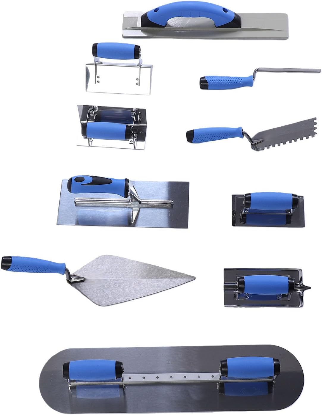 Concrete Trowel Set, Stainless Steel Masonry Hand Tools with Storage Carry Bag, Drywall Taping Knife Set for Grouting, Plastering and Professional Finishing