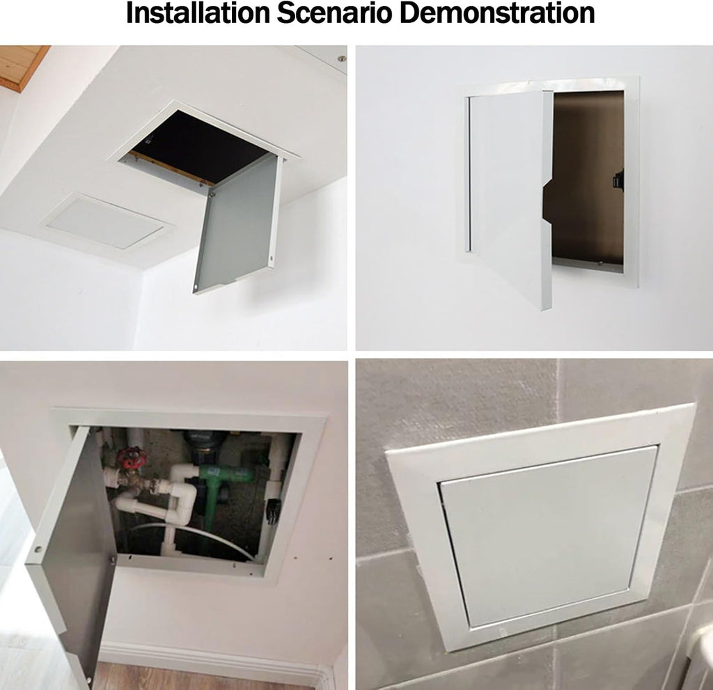 Large Metal Inspection Hatch, Magnetic Inspection Door Cover, Large Drywall Access Panel, for Concealing Pipes and Cables(White,60x60cm)