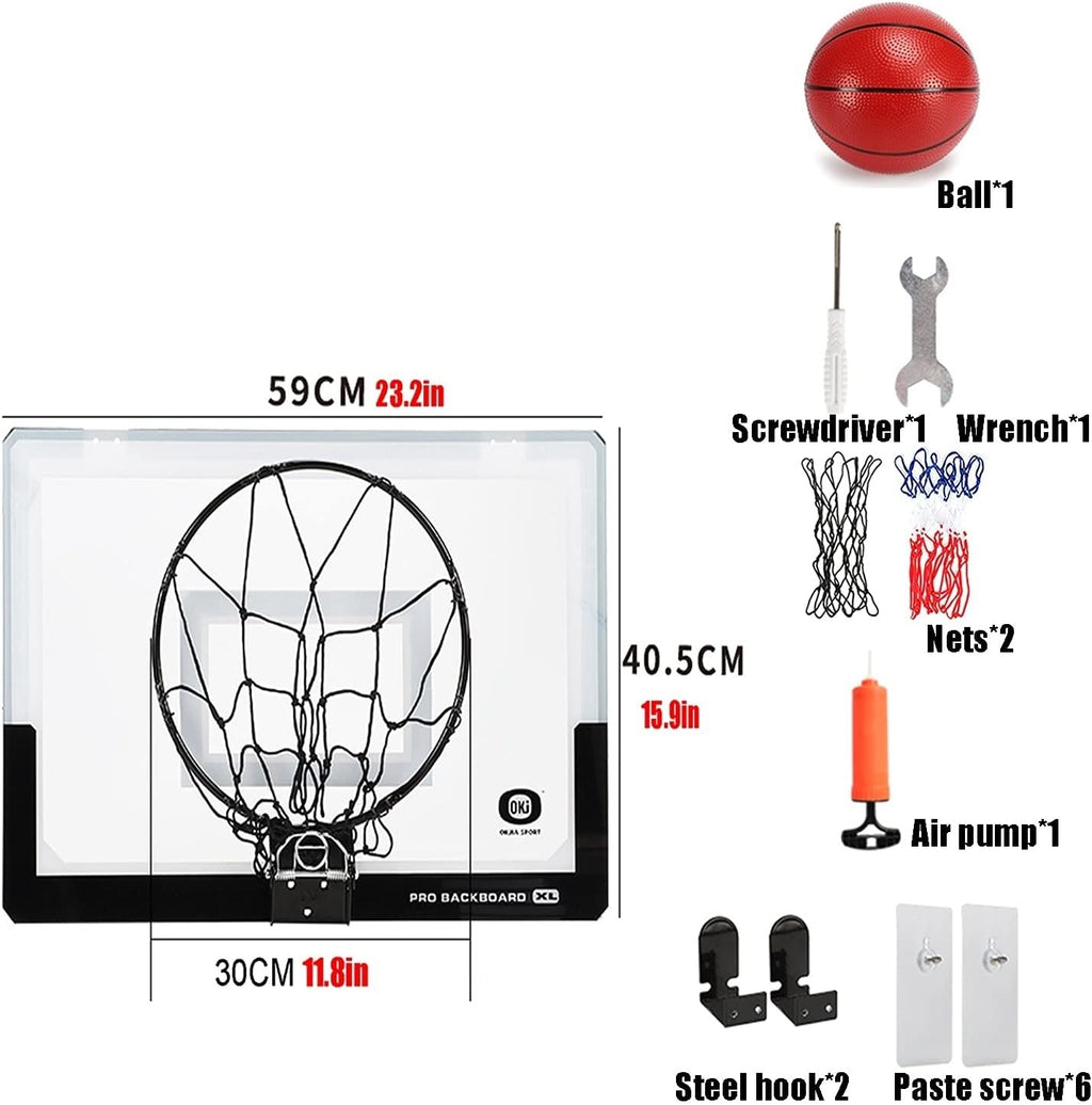 Mini Basketball Hoop, Wall-Mounted Foldable Basketball Hoop, No Perforation Installation, Indoor and Outdoor Shooting Rebounds (Size : 23.2x15.9in)