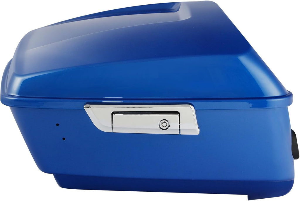 TCMT 13.7' King Motorcycle Trunk Box W/Latch Key Fit For Harley 2014-2025 Touring CVO Road King Road Glide Street Glide Electra Glide Ultra Limited Electric Blue