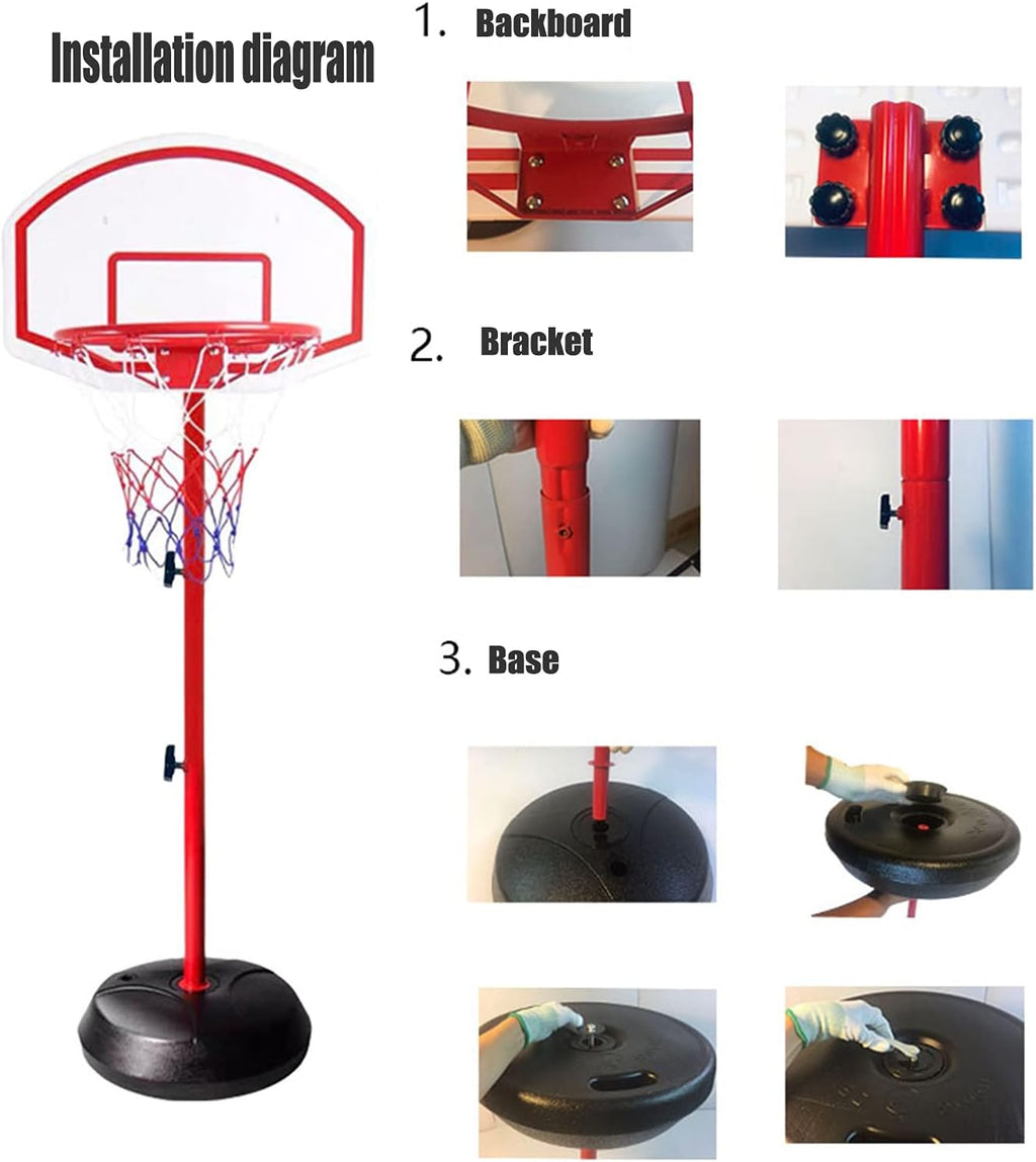 Kid Basketball Hoop Stand, Height-Adjustable Mini Basketball Hoop for Adults and Children, Sturdy Round Base (Color : 68-200cm)