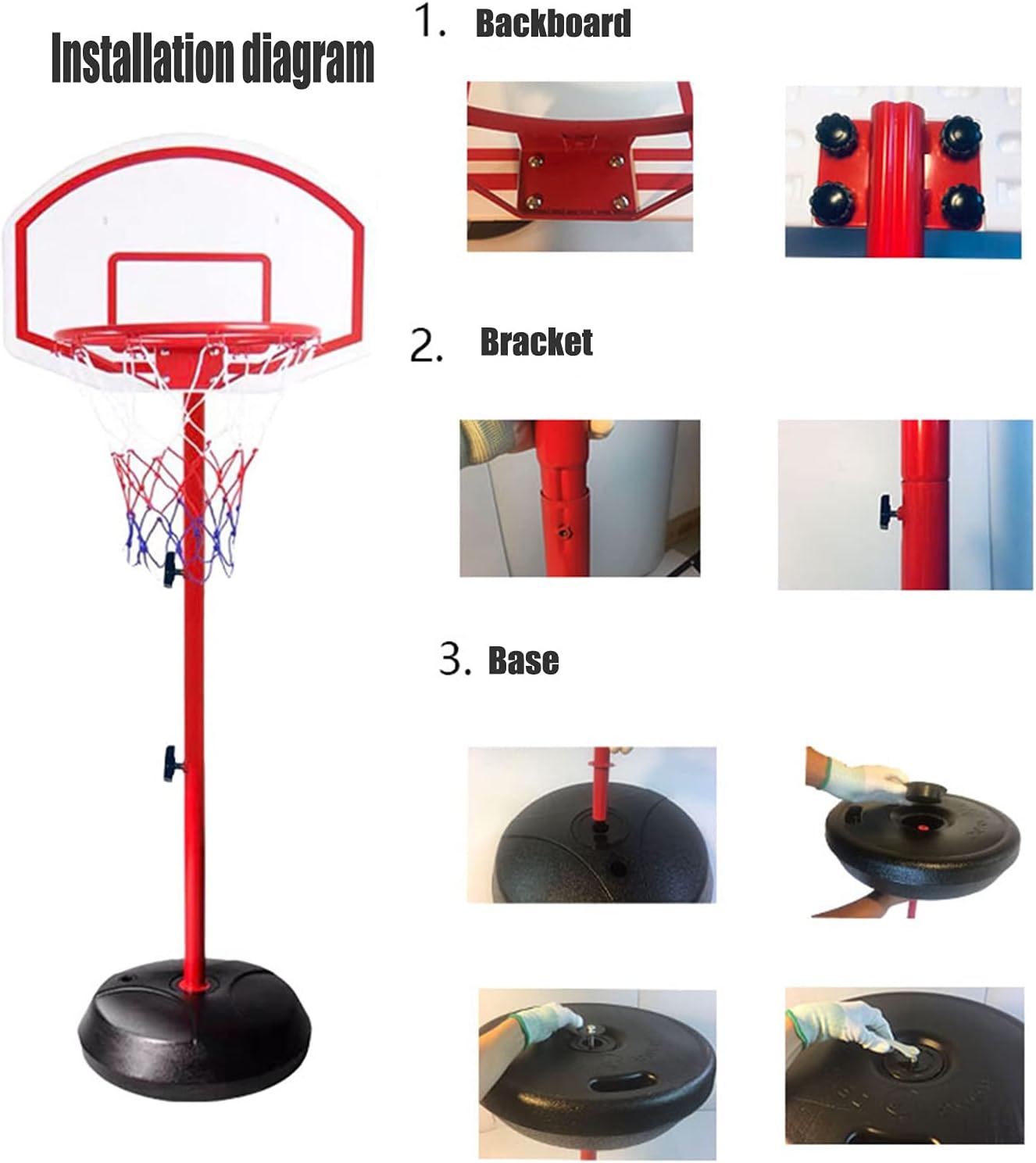 Kid Basketball Hoop Stand, Height-Adjustable Mini Basketball Hoop for Adults and Children, Sturdy Round Base (Color : 68-200cm)